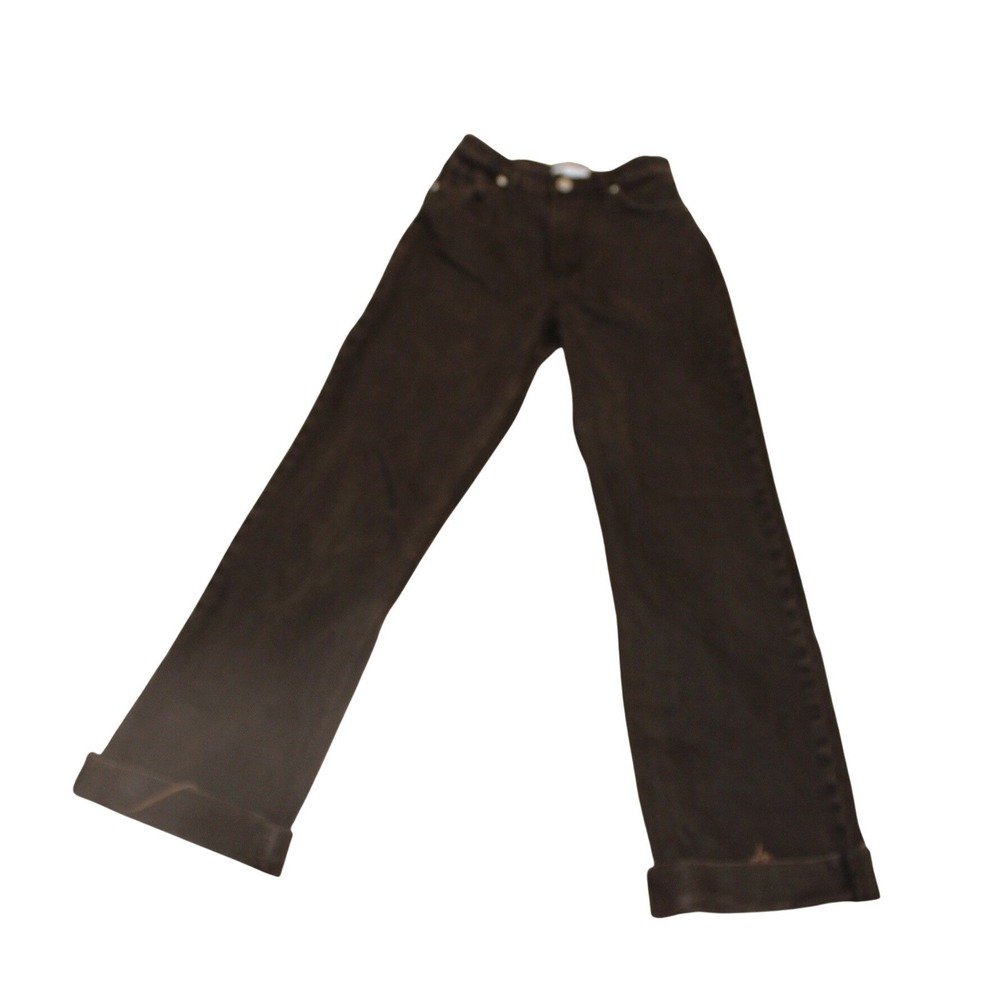 Zara Jeans Women Size 4 Brown Excellent High Rise Straight Leg Cuffed Denim